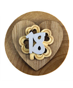 Apri Bottiglie Apribottiglie con Calamita Moderno Design Tondo in Legno + Scatolina in Bambù Cuore e Quadrifoglio Portafortuna Festa 18 Anni Diciottesimo Compleanno