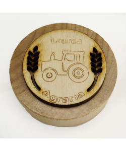 Apri Bottiglie Apribottiglie con Calamita Moderno Design Tondo in Legno + Scatolina in Bambù Laurea in Agr