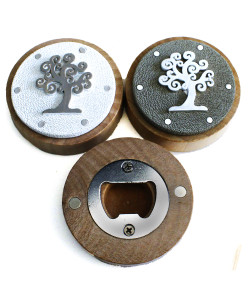 Apri Bottiglie Apribottiglie con Calamita Moderno Design Tondo in Legno Albero della Vita Nozze Battesimo Comunione