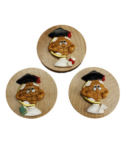 Apri Bottiglie Apribottiglie con Calamita Moderno Design Tondo in Legno Mappamondo Portafortuna Cappello Laurea Tocco