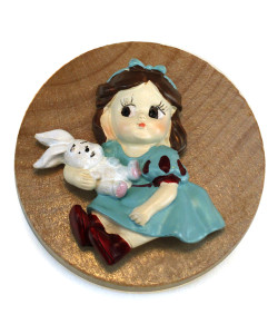 Apri Bottiglie Apribottiglie con Calamita Moderno Design Tondo in Legno Principesse Baby Sirena Nascita Bimba Battesimo