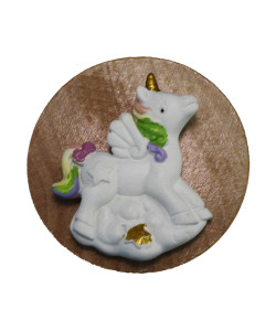 Apri Bottiglie Apribottiglie con Calamita Moderno Design Tondo in Legno Unicorno Arcobaleno su Nuvola in Resina Nascita Comunione Battesimo