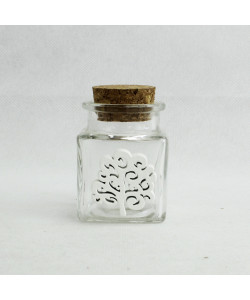 Barattolo in Vetro con Albero della Vita in Legno Bianco Porta Confetti Spezie