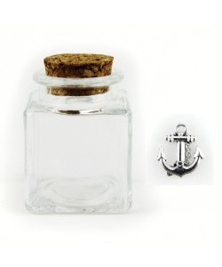 Barattolo in Vetro con Ciondolo Ancora Mare Marinaio Porta Confetti