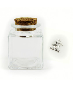 Barattolo in Vetro con Ciondolo Cappello Laurea Pergamena Porta Confetti