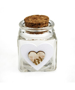 Barattolo in vetro Cuore Cuoricino in legno Nozze Matrimonio Nascita Confettata Portaconfetti DIY