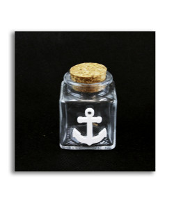 Barattolo in Vetro Icona in Legno Bianco Ancora Marinaio Mare Porta Confetti