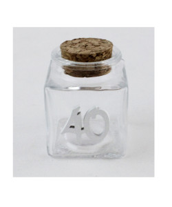 Barattolo in Vetro per 40 Quarantesimo Compleanno Bianco Anniversario di Nozze Porta Confetti Spezie