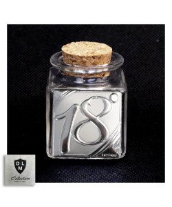 Barattolo in Vetro Quadrato con Icona per Festa 18 Anni Diciottesimo Compleanno