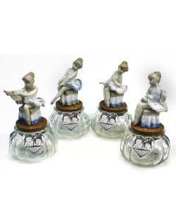 Barattolo in vetro tondo Portaconfetti con Ballerina in Porcellana e Cuore con Coppia Angeli Angioletti Puttini Nascita Battesimo Segnaposto Confettata