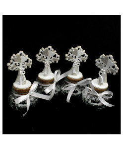 Barattolo zucca tondo in vetro con tappo in sughero e Icona Albero della Vita Coppia Sposi Matrimonio Anniversario Nozze Portaconfetti Segnaposto Confettata