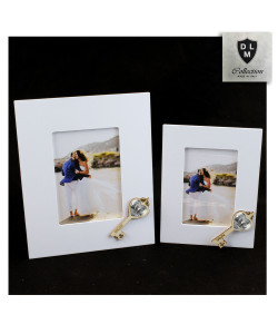 Bomboniera Portafoto Cornice Quadretto Chiave Cresima in legno Shabby Chic