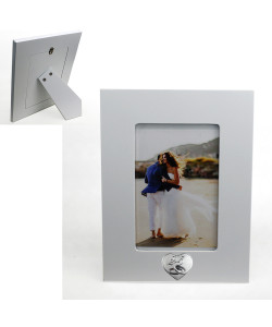 Bomboniera Portafoto Cornice Quadretto Cuore Fedi Nuziali 25 Anniversario Nozze d'Argento Venticinquesimo Matrimonio 22x17