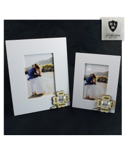 Bomboniera Portafoto Cornice Quadretto Cuore Quadrifoglio Portafortuna per Santa Cresima Shabby Chic in legno