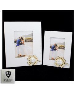 Bomboniera Portafoto Cornice Quadretto Quadrifoglio Portafortuna Albero della Vita Shabby Chic in legno