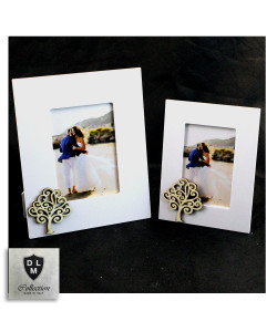 Bomboniera Portafoto Cornice Quadretto con Albero della Vita Life Tree in legno Shabby Chic