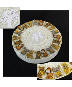 Bomboniere a Torta Panna Albero della Vita Calamita Magnete Animaletti Animali Elefante Leone Coniglio Orsetto Compleanno Confettata