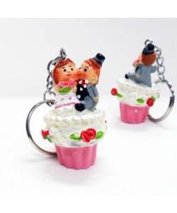 Portachiavi con sposi in resina