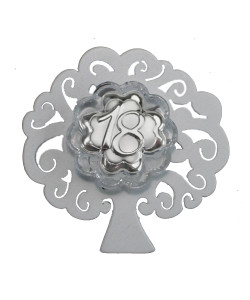 Calamita Albero della Vita e Blasone in Cristallo Quadrifoglio Festa 18 Anni Diciottesimo Compleanno Diffusore Profumo Ambienti