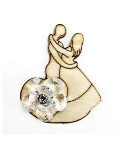 Calamita Coppia Sposi Magnete in Legno Fiore in cristallo Matrimonio Nozze Anniversario Segnaposto Confettata