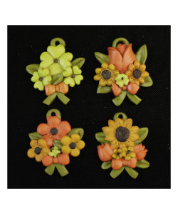 Calamita Magnete Bouquet Mazzo Fiori Margherita Girasole Tulipano Quadrifoglio con Fiocco Segnaposto Confettata