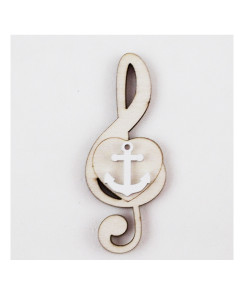 Calamita Magnete Cuore Chiave di Sol Violino Musica Ancora Bianca Marinaio Mare in legno Segnaposto