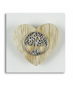 Calamita Magnete Cuore in legno con Albero della Vita Segnaposto