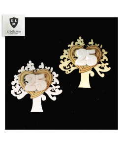 Calamita Magnete Cuore in Legno e Gessetto per 25 Anniversario Nozze d'Argento Venticinquesimo Segnaposto Pensierino Confettata