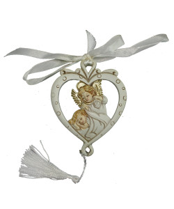 Calamita Magnete Cuore in resina intagliata Angelo Angioletto Neonato Nascita Battesimo Segnaposto Pensierino Confettata
