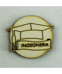 Calamita Magnete in Legno Confettata Segnaposto Laurea Ingegneria