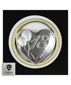 Calamita Magnete Tonda Cuore in legno 18 Diciottesimo Compleanno Segnaposto Pensierino Confettata
