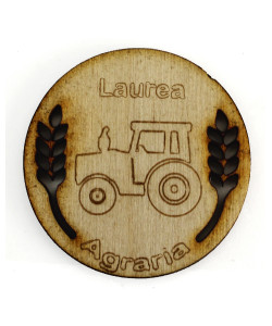 Calamita Magnete Tonda in legno Laurea in Agraria Segnaposto Pensierino Confettata
