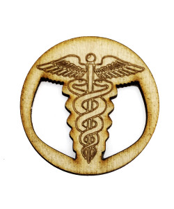 Calamita Magnete Tonda in legno Laurea in Farmacia Caduceo Segnaposto Pensierino Confettata