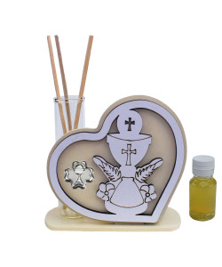 Profumatore Cuore in legno Quadrifoglio Calice Croce Prima Comunione Diffusore Profumo