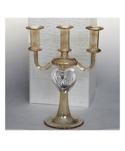 Candeliere in vetro soffiato con Cuore in Cristallo  Calice della Prima Comunione 