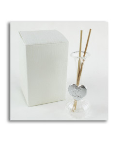 Diffusore Profumatore con Cuore Coppia Fedi 25 Anniversario Nozze Bottiglia in vetro soffiato