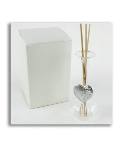 Diffusore Profumatore con Cuore Coppia Fedi Nozze Bottiglia in vetro soffiato