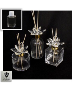 Diffusore Profumatore Oro Gold con Fiore in Cristallo Bottiglia Profumo Ambiente