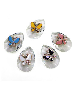 Calamita a Goccia  in cristallo e Farfalla Farfalline in laminato Battesimo Nascita Magnete Frigorifer