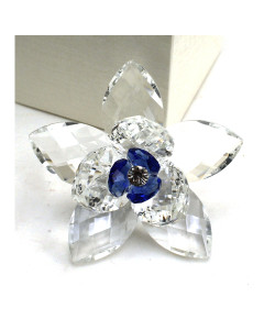 Fermacarte Fiore in Cristallo con Punto Luce Petali Colorato Regalo Scrivania Laurea Made in Italy 