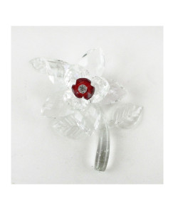 Fiore in cristallo colorato con Stelo e Foglie Segnaposto Confettata 25 50 Anniversario Matrimonio Battesimo Comunione