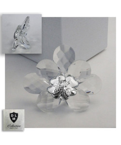 Icona Fiore in Cristallo con Quadrifoglio Angelo Angioletto Neonato Nascita