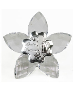 Icona Fiore in Cristallo con Quadrifoglio per Santa Cresima