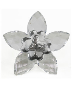 Icona Fiore in Cristallo con Quadrifoglio Calice della Prima Comunione