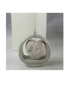 Icona in ceramica Cuore con Bimba Bambina in Preghiera Calice Comunione 