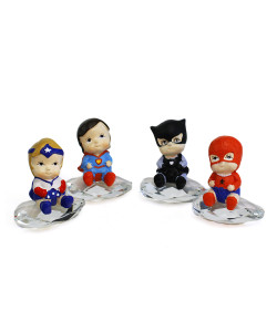 Icona in cristallo e Resina Supereroina Supereroi Baby Bimba Nascita Battesimo Comunione Segnaposto