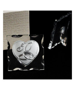 Icona in Vetro Quadretto con Cuore Fedi Nuziali 50 Anniversario D'oro Cinquantesimo Matrimonio