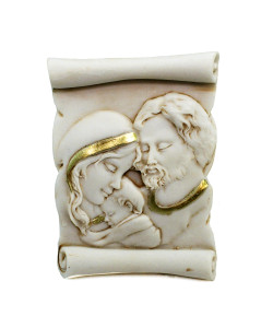 Icona Pergamena in resina con Sacra Famiglia Segnaposto Confettata 