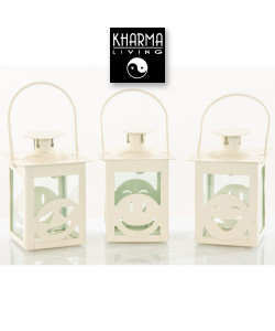 Lanterna Bianca Decorativa Faccine Emoticon Smile linea Kharma Living Compleanno Matrimonio Shabby Chic Originali