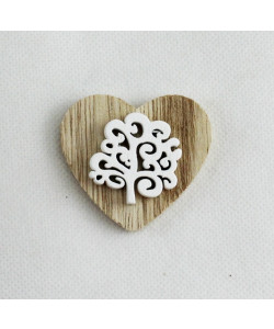 Magnete Calamita Cuore Albero della Vita in Legno Bianco Segnaposto Confettata 